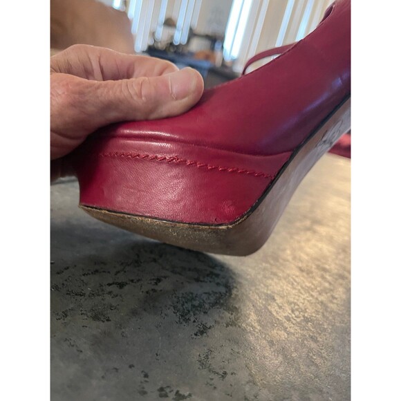 Sam Edleman Red Leather Open Toe High Heel Mary Jane’s in a Size 9 - Picture 5 of 7
